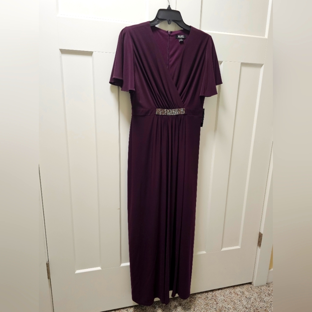 Plum Flutter Sleeve Maxi Dress